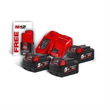 KIT 3 BATTERIE M18 5.0 AH + 1 BATTERIA M12 2.0 AH + 1 CARICABATTERIA